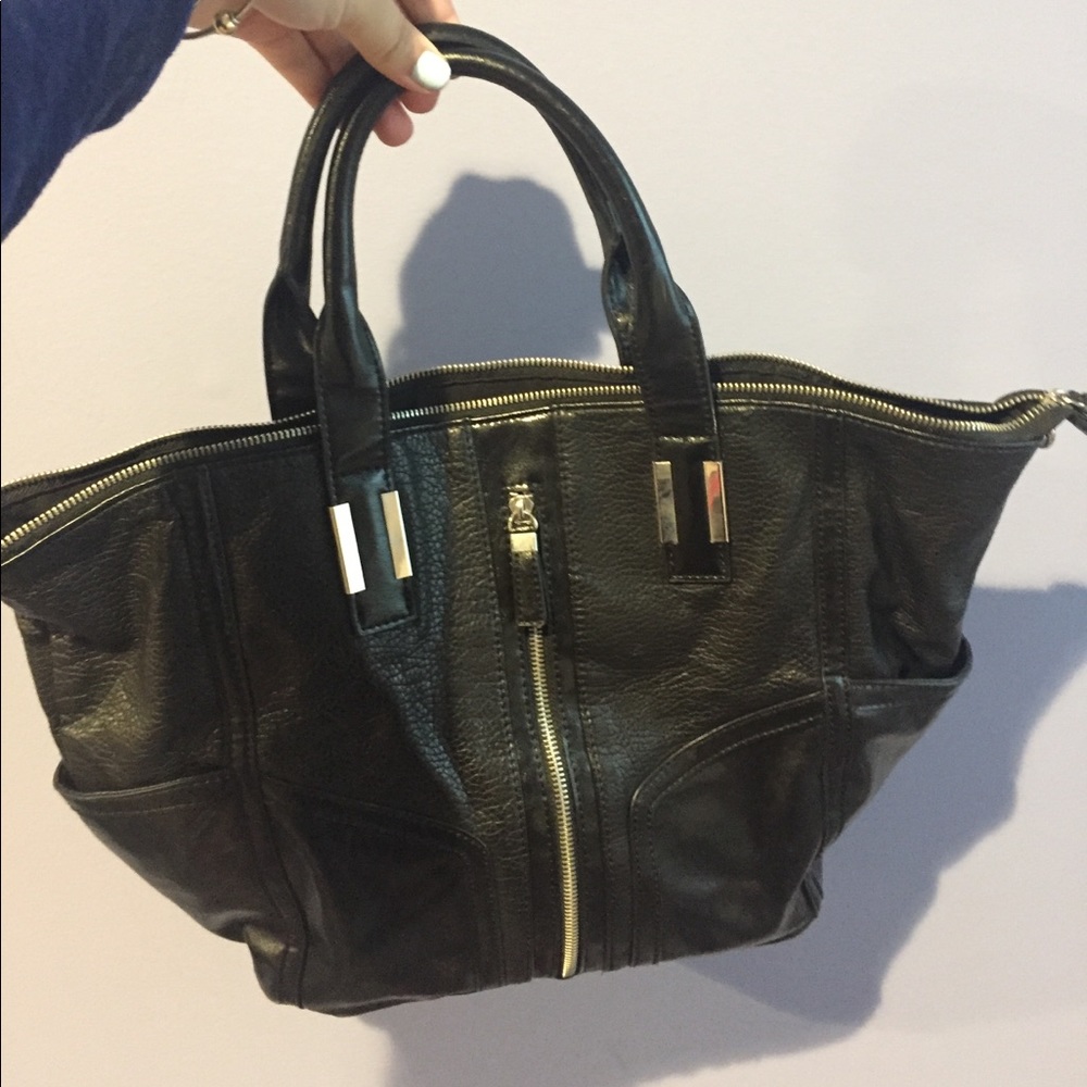 Black faux leather bag